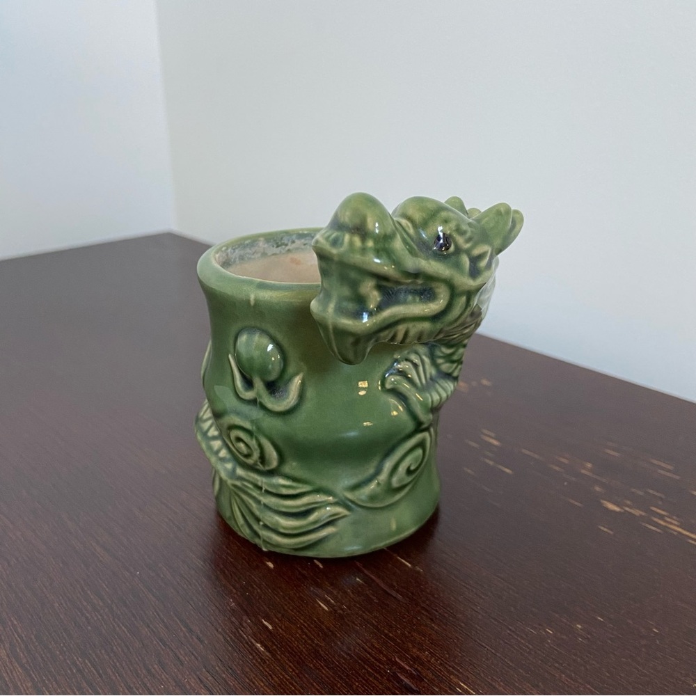 Vintage Green Ceramic Dragon Vase